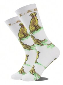 1/6 Pairs Of Men's Black And White, New Pet Animal Dog Socks Fashion Unisexes Stockings, Comfortable And Breathable, Deodorant And Sweat Absorption, Suitable For Men Outdoor Sports, Eye-Catching Fashion Socks On The Street