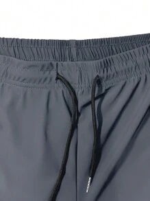 男士運動七分褲 聚醯胺短褲 高彈性 休閒風 梭織面料 抽繩腰頭 附拉鍊口袋 - 灰色 - 查看 6