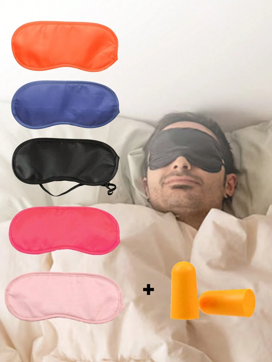 1/5/10pcs Light Blocking One-Time-Use Eye Mask, Breathable Polyester Eye Covers For Sleeping, Travel, Hotels; With Complementary Earplugs,School,Back To School,Travel,Travel Essentials,Home Essentials,Eye Mask,Sleep Mask - Multicolor - View 1