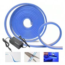 MOREKA Tira de Neón Flex Led luz Decorativa 5 Metros 110V Contra Agua Ip67 Impermeable Cortable 120 LED Color Blanco frío - Azul - Ver 3