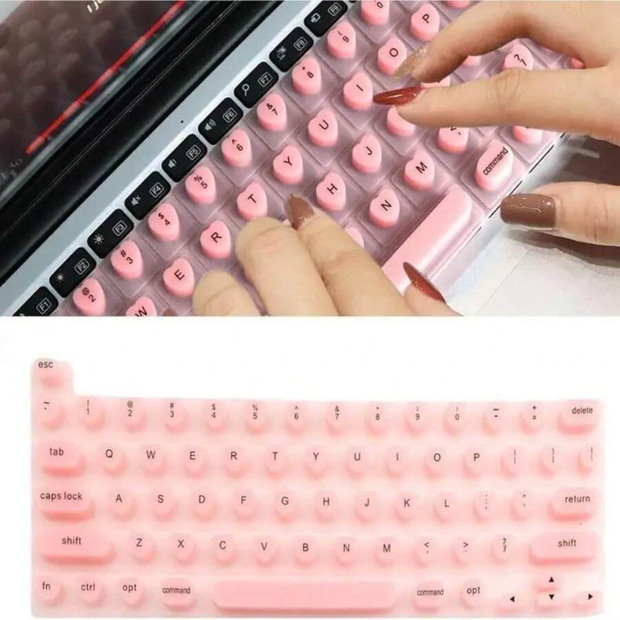 硅胶键盘盖适合长指甲，柔软的美甲键盘膜，全尺寸凸起键帽，美甲打字贴纸。长指甲打字方便耐用的硅胶键盘膜。