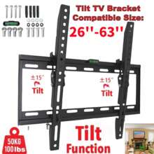 TV Wall Bracket Mount TILT For 26 32 40 50 55 Upto 63 Inch Flat LCD LED QLED TVs - Black - View 1