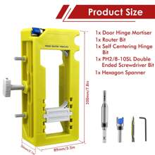 Door Hinge Jig, Hinge Mortise Template, Hinge Installation Kit, Hinge Router Template For 3 Inch To 5 Inch Door Hinges And Square, 1/4 Inch Radius Or 5/8 Inch Radius Hinge Types - Yellow - View 4