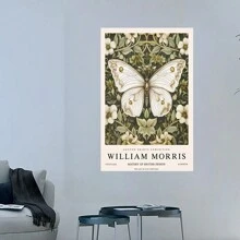 Butterfly Floral Art Print Poster - Wall Art For Living Room, Bedroom, Home Office, Bathroom, Kitchen, Spring & Winter Seasons - Modern, Art Deco, Vintage Style - Animal Print, Canvas Material, Indoor Use