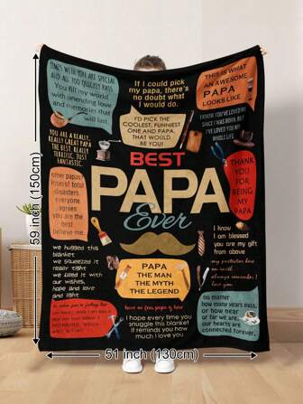 1st The Best Dad Ever-Vintage affischstil, kaffe, penna, pipa, verktygsmönster fyrkantig plyschfilt, mjuk och varm, alla årstider, lämplig för vardagsrum, soffa, fåtöljer och sovrumsstol, perfekt för resor, camping, present