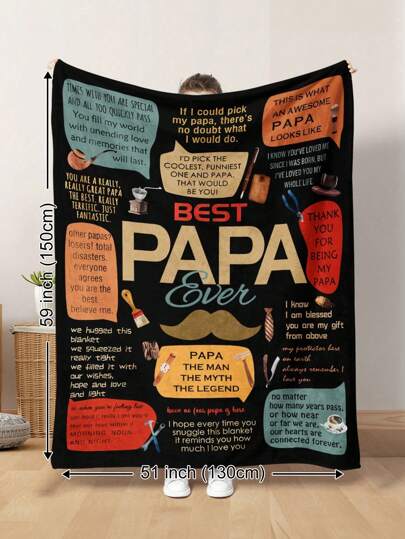 1 Stück Das Beste Papa Aller Zeiten - Vintage Poster Stil, Kaffee, Stift, Pfeife, Werkzeug Muster quadratische Plüschdecke, weich & warm, für alle Jahreszeiten, geeignet für Wohnzimmer, Sofa, Sessel und Schlafzimmer, ideal für Reisen, Camping, als Geschenk