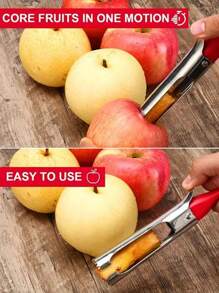 KEMORELA 1/2pcs Premium Apple Corer Tool - Easy To Use And Clean - Sturdy Apple Core Remover With Sharp Serrated Blades- Stainless Steel Corers Compatible With Apple And Pear - Core Fruits With Ease(Red) - Red - View 4