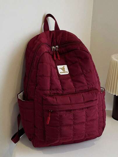 1 pieza Nueva mochila minimalista de unicolor y espaciosa para el invierno, adecuada para el campus, bolso escolar de estilo artístico para adolescentes, mochila para libros para mujeres o estudiantes, perfecta para libros, compras, regreso a la escuela y talla grande, esencial escolar para mujeres, niñas y estudiantes