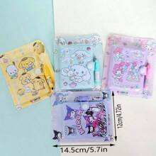 1/2/4 peças cadernos de desenho animado fofos, mini blocos de notas com caneta esferográfica, diário portátil para meninas