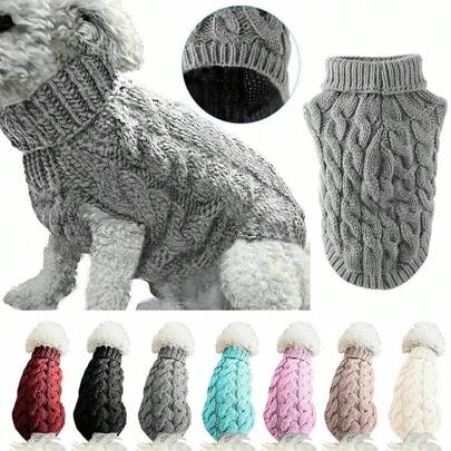 1pc Dog Sweater, Warm Pet Knitwear Suitable For Medium To Small Dogs & Cats In Winter, Variety Of Colors, Fur Collar Chihuahua Vest, Soft Knitted Yorkie Jacket, Teddy Coat