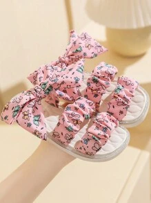 1 Pair Girls Criss-Cross Slippers Princess Style, Casual Cute Outdoor Soft Bottom Comfortable Sandals, Versatile & Sweet For Summer - Pink - View 1