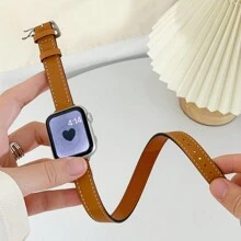 1pc Women Classic Elegant Double Loop PU Leather Band Compatible With Apple Watch Bands 40mm 41mm Apple Watch, 45mm 42mm 44mm 46mm Series 10 9 8 7 6 Se 5 4 3 2, Compatible With Applewatch 6 38mm Fashion Strap Brown Black - 42/44/45/46/49mm - View 12