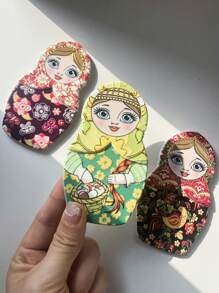 1 件可爱俄罗斯套娃装饰 3D 浮雕金箔装饰大尺寸树脂冰箱贴，适合装饰、节日、返校礼物 - 多色 - 查看 7