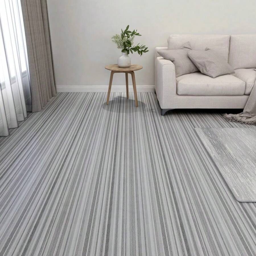 Light Grey Self Adhesive PVC Flooring Planks 55 Pieces For Easy Installation Covers 5.11 Meters Durable And Waterproof Design Ideal For Home And Office Use - Grey - View 1