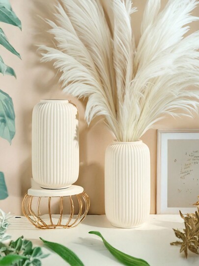 1PC Shatterproof Ceramic Like Plastic Vase Moderne Minimalist Glossy Wit Geometric Contour Textured Matte ing, Non Breakable Tabletop Living Room/Office/Gallery, All Season Monochromatic Art Centerpiece Birthday Graduation Home Room Flower Glass view 5