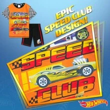 Hot Wheels Pyjamas 2 Piece Summer Nightwear Set Short PJs Soft Breathable Loungewear - Orange - View 3