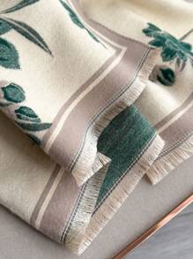 1pc Elegant Floral & Plant Jacquard Warm Scarf/Wrap, Fashionable & Versatile For Autumn/Winter, Air Conditioning Blanket Suitable For Daily Matching And Decoration - Multicolor - View 4