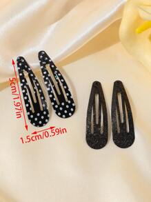 12pcs Solid Color Glitter Sequin Polka Dot Girls' Bangs Hair Clips