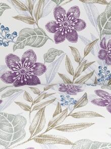 1/4 件叶子和花朵印花高背椅套，弹力牛奶丝面料，防尘/防污，适合客厅、餐厅、卧室、书房、所有季节 - 彩色 - 查看 9