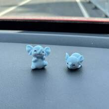 4 món đồ trang trí nội thất xe hơi bằng nhựa hình voi xanh dễ thương theo phong cách ngẫu nhiên - Tùy chỉnh cho xe của bạn - Chú voi xanh dễ thương - Xem 4