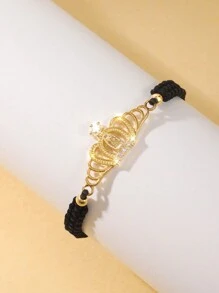 1 pièce Bracelet tressé avec couronne ajourée, Bracelet tressé de la Vierge Marie, Bracelet réglable, Cadeau porte-bonheur pour les amis, Bracelet de couple