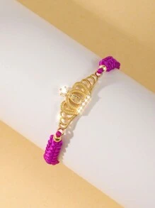 1 pièce Bracelet tressé avec couronne ajourée, Bracelet tressé de la Vierge Marie, Bracelet réglable, Cadeau porte-bonheur pour les amis, Bracelet de couple