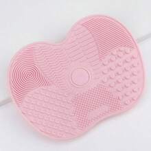 1pc Silicone Apple Shaped Brush Cleaning Mat With Suction Cup, Portable Makeup Brush Cleaner