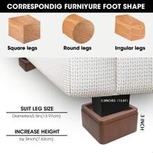 8 Set Bed Risers 3inch, Adjustable Furniture Risers, Heavy Duty Oversized Bed Legs Risers, Up To 6000 Lbs-Table Leg Extenders, Bed Table, Chair, Desk, Sofa (Brown 8 Pack)