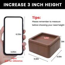8 Set Bed Risers 3inch, Adjustable Furniture Risers, Heavy Duty Oversized Bed Legs Risers, Up To 6000 Lbs-Table Leg Extenders, Bed Table, Chair, Desk, Sofa (Brown 8 Pack)