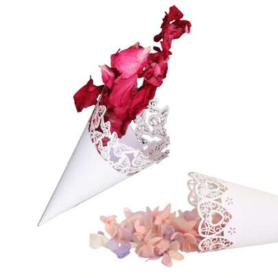 Wedding Confetti Cones (1-Pack, 25pcs) – Paper Cones For Elegant Celebrations. Perfect For Tossing Flower Petals Or Confetti