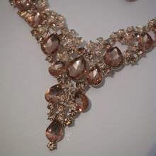 1 套女士首饰套装：项链和耳环，水钻镶嵌，时尚优雅，适合新娘、婚礼、宴会、正式场合