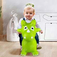 GRUPO CARNAVALLIA Montable Inflable Brinca Luz y Sonido Dinosaurio Triceratops - Verde - Ver 8