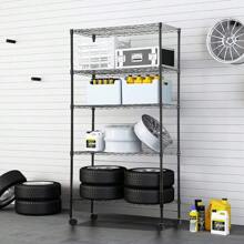 Wire Shelving Unit Metal Shelf With 5 Tier Casters Adjustable Layer Rack Strong - 1 - View 1
