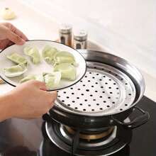 Vaporera universal de acero inoxidable con patas desmontables, accesorio de olla y sartén para cocinar al vapor, rejilla de vapor multifuncional para Instant Pot, rejilla de enfriamiento redonda resistente a la abrasión y rayones, rejilla de vapor para utensilios de cocina gruesos y herramienta para hervir mariscos - Plateado - Ver 6