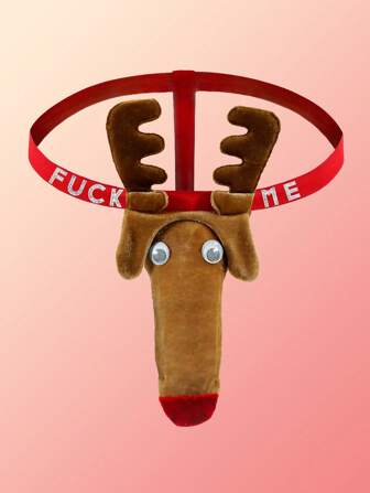 1pc Men's Customized Sexy Underwear Men's Sexy Reindeer Thong Christmas Gift Customization Exclusive Name Valentine's Day Gift
