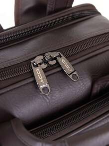 Men's Leather Backpack School Notebook Anti-Theft Zipper On The Back USB Cable ACO Brand A-2015 - Rust Brown - View 6