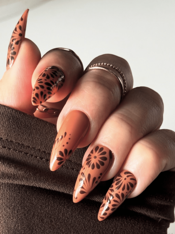 24pcs Almond Shaped Press-On Nails, Retro Brown Color, Unique & Fashionable Set With 1pc Nail File And 1pc Jelly Nail Gel, White Gift Box Included, Suitable For Girls & Women On Birthday, Party, Wedding, Holiday, Costume Occasions, Daily Wear