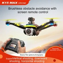 Multi-Function Drone Screen Control K15 Upgraded Electric Tunable Dual Camera Foldable Flying Toy, Remote Control Quadcopter Mini Drone With Brushless Motor And Memory Card, 3D Flip, Obstacle Avoidance, Headless Mode, Altitude Hold, Drone, One-Click Take-Off/Landing, Zero-Base Beginner Gift Party Birthday Halloween Christmas Holiday Gift