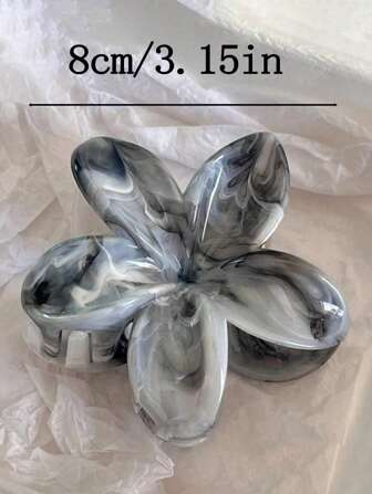 2pcs Women Blue Black White Ombre Flower 8cm/3.15in Large Lightweight Plastic Hair Clips, Fashionable Versatile Elegant Minimalist Solid Color Hair Accessories Suitable For Daily Outing, Leisure, Party, Commute, Vacation, Hair Styling, Washing Face, Bathing, Makeup, Outfit Matching Halloween, Hair Accessories For Women, Hair Tools, Beauty Accessories, Curly Hair Accessories