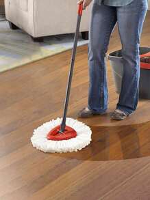 1pc Thick Fiber Cloth Replacement Cover For Triangle Spin Mop1 - White - View 4