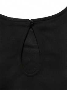 Women Solid Color Short Sleeve Slit Waisted Tied Dress