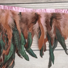 1 metro 1 pieza de plumas de estilo moderno, ribete de tela exquisito de plumas Yongji, cinturón de tela hecho a mano, accesorio de arte de enchufar, decoración de escenario, material para atrapasueños, varita para gatos, ropa, disfraces, accesorios para fiestas y tocados