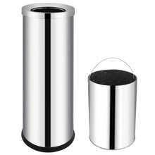 Stainless Steel Waste Bin 32 Liter Modern Design Durable Trash Can For Home Office Kitchen Bathroom - Silver - View 2