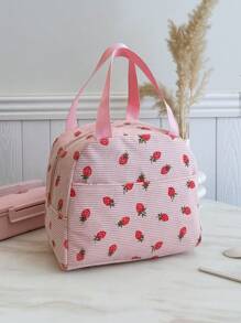 Portable Lunch Bag, Thermal Lunch Box, Bento Bag, Dinner Insulated Bag, Thickened Cute Lunch Fruit Bag For Students, Pink Leopard Print Floral Bag, School Supplies - Pink - View 6