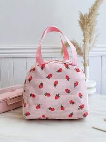 Portable Lunch Bag, Thermal Lunch Box, Bento Bag, Dinner Insulated Bag, Thickened Cute Lunch Fruit Bag For Students, Pink Leopard Print Floral Bag, School Supplies - Pink - View 9