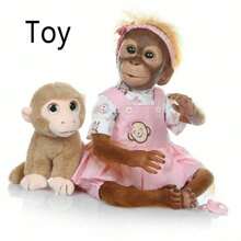 22 Inch Newborn Baby Soft And Cute Vinyl Monkey Doll Realistic Handmade Newborn Christmas Gift - Mix - View 2