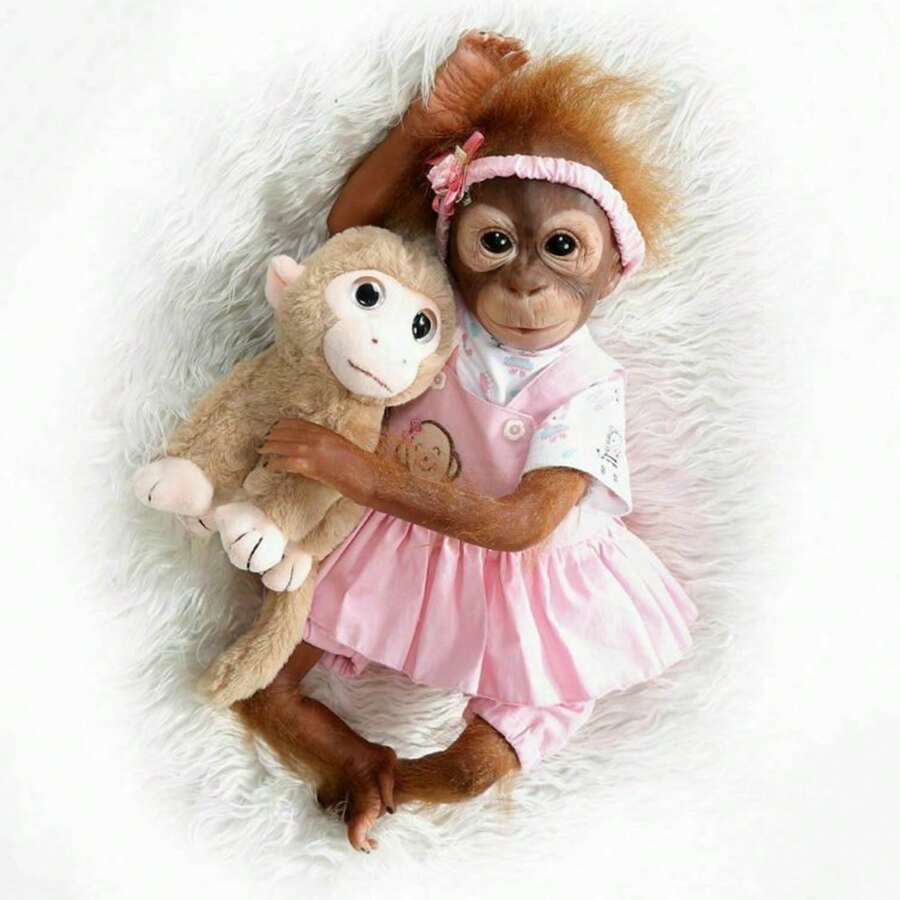 22 Inch Newborn Baby Soft And Cute Vinyl Monkey Doll Realistic Handmade Newborn Christmas Gift - Mix - View 1