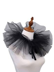 1pc Exaggerated Puff Ruffled Detachable Mesh Fake Collar For Women
