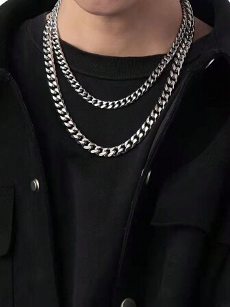 2 stuks/set, "For My Son" Fashion Classic roestvrijstalen ketting, Street Hip-Hop-stijl, met tekstkaart en prachtige geschenkdoosverpakking, handgemaakte ketting, sieradenaccessoires, geschikt voor dagelijkse casual feestkleding, cadeau voor zoon, verjaardagscadeau, kerstcadeau, perfect cadeau voor mannen