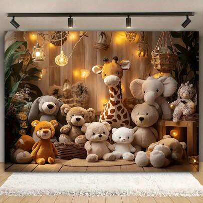 1 tấm Banner phông nền động vật, phông nền chụp ảnh, chất liệu Polyester, không cần nguồn điện, thích hợp cho trang trí sinh nhật, lễ rửa tội, năm mới, ngày lễ tình nhân